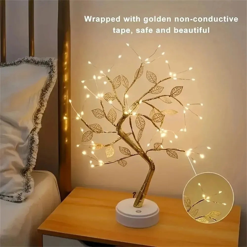 Rose Leaf LED Table Lamp – USB-Powered Fairy Light for Home Décor