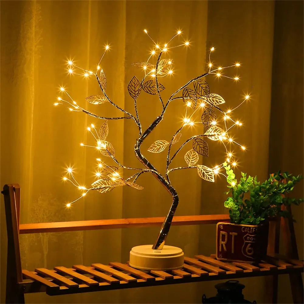 Rose Leaf LED Table Lamp – USB-Powered Fairy Light for Home Décor